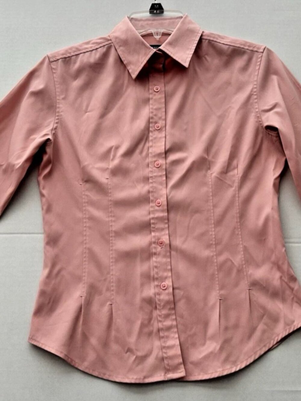 Express Stretch Button Down Shirt Tailored Fit Women’s 3/4 Sleeve -Size 1/2-Pink